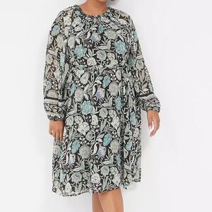 Lane Bryant Green Floral Dress w/ Gold Accents, Sz 24 NWT